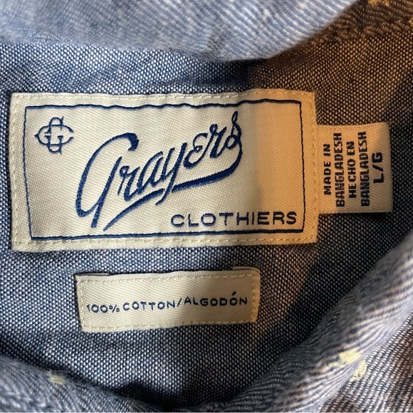 Grayers Men's Button Up Short Sleeve Shirt Size Large Apple Print Preppy Hipster - Picture 2 of 7